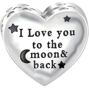 تعليقة على شكل قلب على شكل نجمة القمر I Love You to the Moon وخرزة خلفية لسوار باندورا، Aut-247_moon