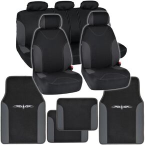 BDK InstaSeat Car Seat Covers & Floor Mats (Black w/Black Trim) NeoCloth & Carpet w/Vinyl Trim