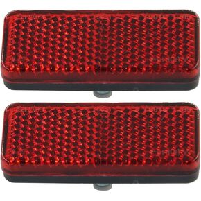 Pair of M6x1.0 Red Rectangular Universal Screw Mounting Reflective Warning Reflectors for Motorcycles and Bicycles