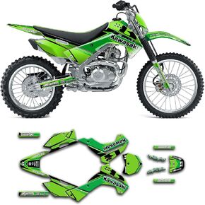 Kungfu Graphics Decal Kit for Kawasaki KLX 140 KLX140 2008 2009 2010 2011 2012 2013 2014 2015 2016 2017 2018, Green Black, KW14KLX081819N001-KO