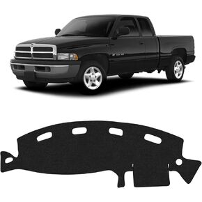 KUST Car Dashboard Cover for 2002-2005 Dodge Ram 1500, 2003-2005 Ram 2500 3500 with 2 Side Defrost Vents Non-Slip Polyester Interior Accessories for Dodge Ram Custom Fit Dashboard Mat No Glare Black