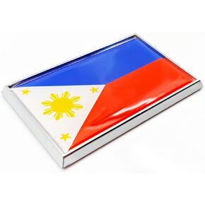 Philippines Flag Sticker Emblem Filipino Decal Car Chrome Flags, 2 Pack, 3 x 2 inches