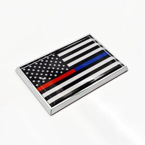 Thin Blue and Red Line American Flag Sticker Emblem Decal USA Police Firefighter Car Chrome Flags for Honoring Law Enforcement Officers, 2 Pack, 3 x 2 inches