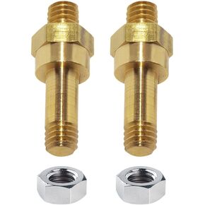 3/8"-16 Brass Long Stud Side Post Battery Terminal Bolt, Ampper Standard Battery Side Post Extender Stud Compatible with GM Post, Pack of 2