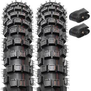 2 PCS 2.50-10 (4PR TT) 33J Off Road Mini Dirt Bike Front/Rear Tires and 2 PCS Heavy Duty Inner Tubes Compatible with 2.5-10 Off Road Dirt Bike Pit Bike/Motorcycle Tires (P-259)