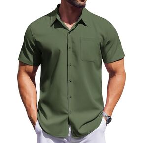 COOFANDY Mens Short Sleeve Dress Shirts Button Down Shirts Regular Fit Business Casual Shirt with Pocket