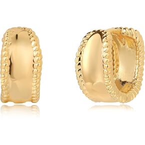 Gold Hoop Earrings for Women Trendy 14K Gold Plated Cubic Zirconia Sterling Silver Post Gold Earrings Hypoallergenic Simple Gold Jewelry