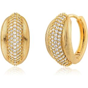 Gold Hoop Earrings for Women Trendy 14K Gold Plated Cubic Zirconia Sterling Silver Post Gold Earrings Hypoallergenic Simple Gold Jewelry in Kuwait