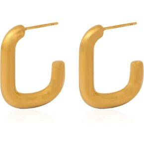 925 Sterling Silver Earring 18k Real Gold Plated Hoop Earring for Women Half Stainless Steel Huggie Hoop Earring Silver Jewelry Christmas Birthday Gift