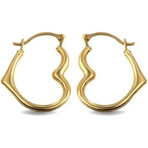 Claddagh Gold Dazzling 14K Yellow Gold Dainty 0.50" Reversible Open Heart Outline Hoop Earrings for Women