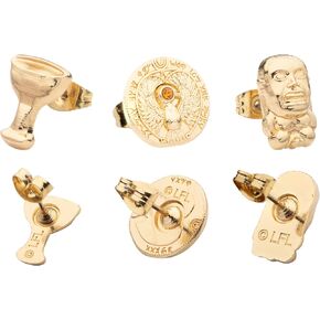 Official Lucasfilm's Indiana Jones Dial of Destiny Earrings Set: Raiders of the Lost Ark Idol Talisman Holy Grail - 3 Pairs of Stud Earrings