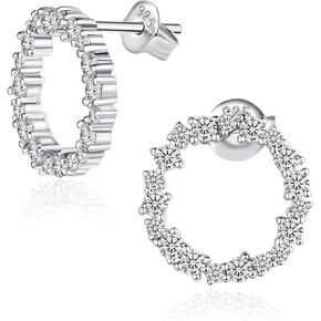 IMOLOVE Round Moissanite Stud Earrings for Women, 0.6ct Round Cut 925 Sterling Silver Fashion Moissanite Earrings, 18K White Gold Plated Moissanite Hypoallergenic Womens Stud Earrings