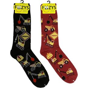 Foozys Men’s Construction Vehicles Automotive & Transportation - Going Places Themed Novelty Crew Socks | 2 Pairs Included in Two Colors