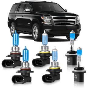 OQSNCV Fit for Chevy Tahoe 2000 2001 2002 2003 2004 2005 2006 Halogen Headlight Bulbs, 9005 High Beam + 9006 Low Beam + 880 Fog Light Headlamp Replacement Bulbs Kit, Pack of 6