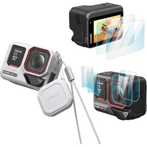 Silicone Protective Cover Case with Silicone Lens Cover,Screen and Lens Protector for Insta360 Ace Pro 2 (Black) in Kuwait