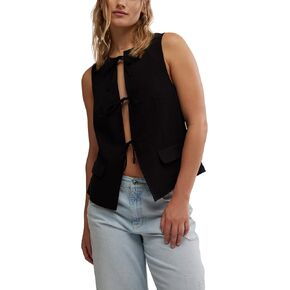 Free People Womens Celia Suit Vest Black X-Large