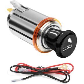 Car Cigarette Lighter with Cable,12V Cigarette Lighter Socket with Eject Button Cigarette Lighter Plug,Car Lighter,Cigarette Lighter Replacement Accessory for Car Truck Boats Marine ATV