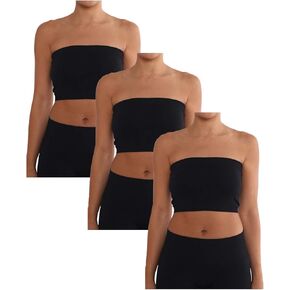 Aekonami Women's Combo Pack One Size Strapless Base Bra Layer Bandeau Seamless Tube Top Regular and Plus Sizes
