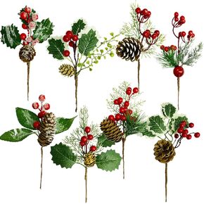 DJDBaihuo 8 حزمة عيد الميلاد يختار التوت الاصطناعي الصنوبر المخروط اختيار ينبع، فو الصنوبر يختار التوت الأحمر الجذعية رذاذ أغصان للحرف الزهور عيد الميلاد اكليلا من الزهور يختار الحلي in Saudi Arabia