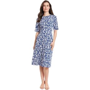 London Times Womens Elbow Sleeve A-line Midi-Pretty Garden Party Special Occasion Wedding Guest Dress
