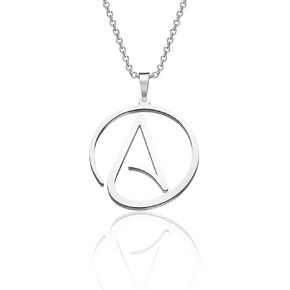 CENWA Atheist Necklace Stainless Steel Atheism Symbol Sign Charm Pendant Necklace Gift for Men or Women