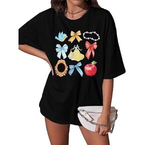Princess Magical Oversized Tshirt Women Princess Bow Shirts Girls Trip Shirt Family Trip Short Sleeve Tee Tops