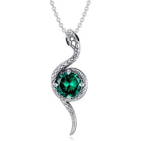 LONAGO Snake Necklace Birthstone Snake Pendant Necklace for Women