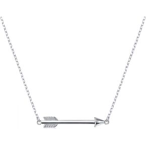 DAOCHONG Arrow Necklace S925 Sterling Silver Classic Love Polished Sideways Arrow Necklace