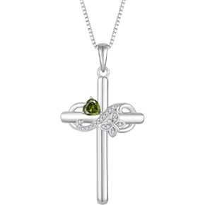 Infinity Butterfly Cross Necklace 925 Sterling Silver Crucifix Christian Religious Pendant Birthstone Jewelry for Women