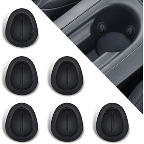 Pack-6 Car Cup Holder Retainer, Shock-Absorbing Anti-Sound Bottle Anti-Scratch Stabilizer, Center Console Cup Holder Silicone Flexible Drink Stopper Limiter, Universal for Cars (Black)
