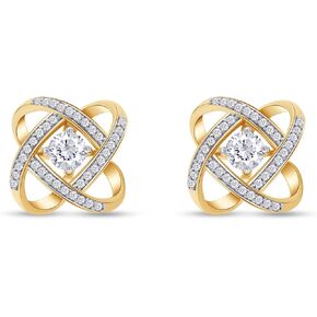 SAVEARTH DIAMONDS Moissanite Love Knot Earrings, 925 Sterling Silver with 18K Gold Plating, Hypoallergenic, Jewelry Box Packed