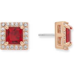 Rocksbox Mini Square Kate Studs in Ruby - Gold Studs with Pave Crystals - 14k Gold Plating - Premium Quality Jewelry - 7mm