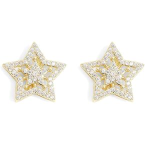 Star Earrings for Women Gold Silver Y2k Star Earrings Sparkly Cubic Zirconia Star Earrings Dainty Personalized Star Cartilage Earrings Hollow Star Earring Rhinestone Star Stud Earrings Prom Jewelry