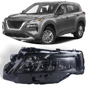 LED Headlight Black Housing Compatible With 2021 2022 2023 Nissan Rogue SL|SV Headlamp Right Passenger Side 26010-6RR6A NI2503287