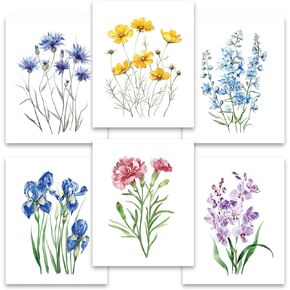JveeLinn flower wall art,flower market wall art prints,floral wall art,preppy wall decor,flower posters,plant poster,floral print,Wildflower decorative painting, set of 6, 8x10 unframed