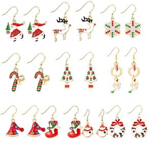 Christmas Earrings Women Christmas Earring Set, Christmas Snowflake Snowman Bell Christmas Tree Apple Santa Claus Hat Etc.Cute Festive Hypoallergenic Christmas Gifts For Women 10 Pairs