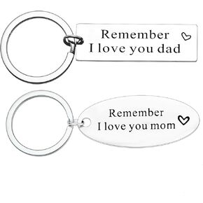 Nimteve Parent Gifts from Daughter Son Mother's Day Gifts Father's Day Gifts 2PCS Remember I Love You Mom Dad Keychain Set Gifts