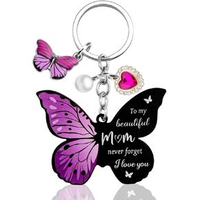 Mom Gifts for Mom From Daughter Son Cute Keychain for Mama Birthday Mother's Day Gifts Mom Christmas Gifts from Daughter Stocking Stuffers for Mom Best Mom Ever Gifts Purple Mother Keyring