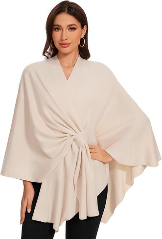 Shawl Wraps for Women Cross Front Poncho Sweater Knitted Cape Soft Warm Elegant for Fall Winter Spring Wedding in Saudi Arabia