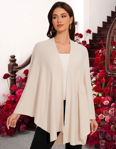 Shawl Wraps for Women Cross Front Poncho Sweater Knitted Cape Soft Warm Elegant for Fall Winter Spring Wedding in Saudi Arabia