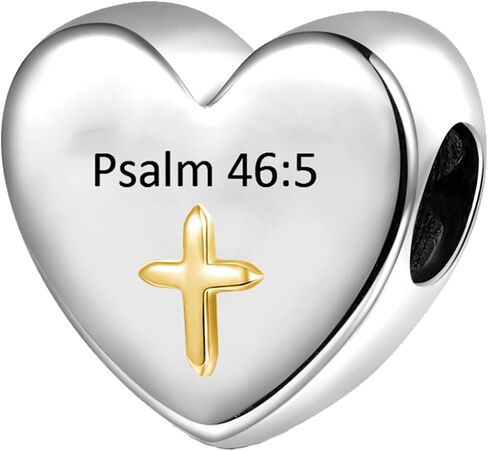 Bible Verses Heart Charm Religious Cross Bead for Pandora Bracelet in Kuwait