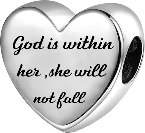 Bible Verses Heart Charm Religious Cross Bead for Pandora Bracelet in Kuwait