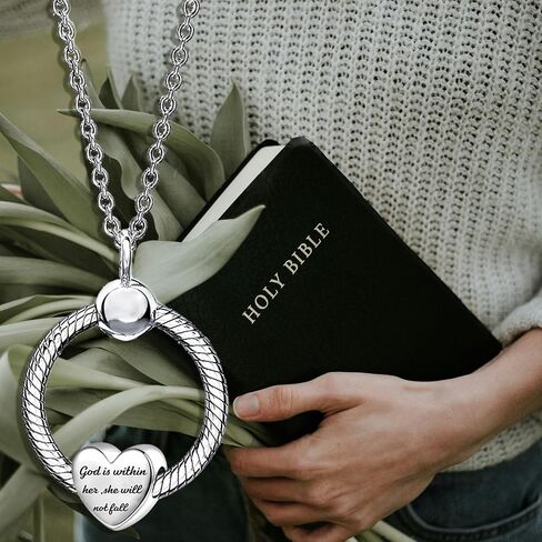 Bible Verses Heart Charm Religious Cross Bead for Pandora Bracelet in Kuwait