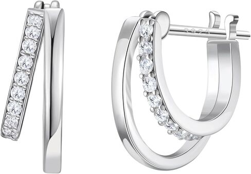 SWEETV Small Hoop Earrings 925 Sterling Silver Post,Hypoallergenic Huggie Earrings for Women,Cubic Zirconia Tiny Cartilage Earrings,10mm in Saudi Arabia