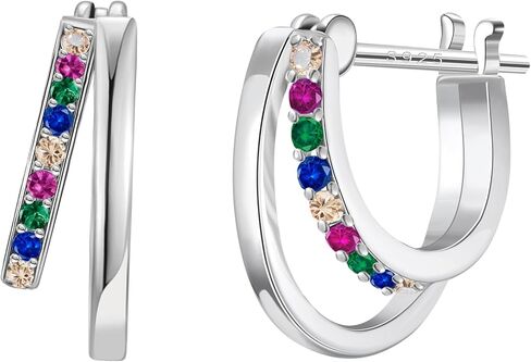 SWEETV Small Hoop Earrings 925 Sterling Silver Post,Hypoallergenic Huggie Earrings for Women,Cubic Zirconia Tiny Cartilage Earrings,10mm in Saudi Arabia