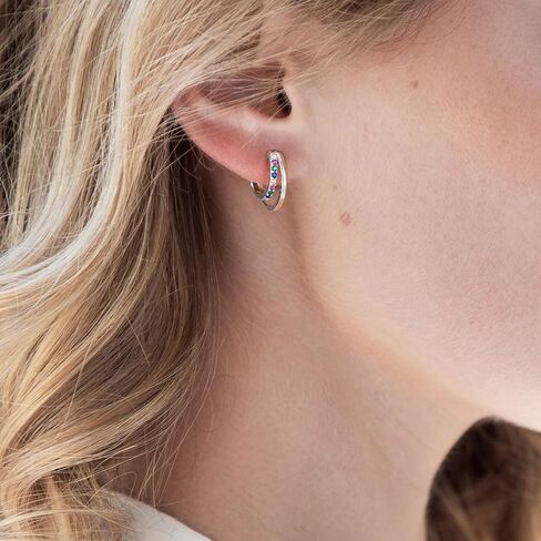 SWEETV Small Hoop Earrings 925 Sterling Silver Post,Hypoallergenic Huggie Earrings for Women,Cubic Zirconia Tiny Cartilage Earrings,10mm in Saudi Arabia