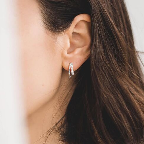 SWEETV Small Hoop Earrings 925 Sterling Silver Post,Hypoallergenic Huggie Earrings for Women,Cubic Zirconia Tiny Cartilage Earrings,10mm in Saudi Arabia