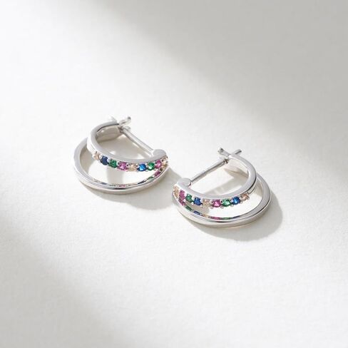 SWEETV Small Hoop Earrings 925 Sterling Silver Post,Hypoallergenic Huggie Earrings for Women,Cubic Zirconia Tiny Cartilage Earrings,10mm in Saudi Arabia