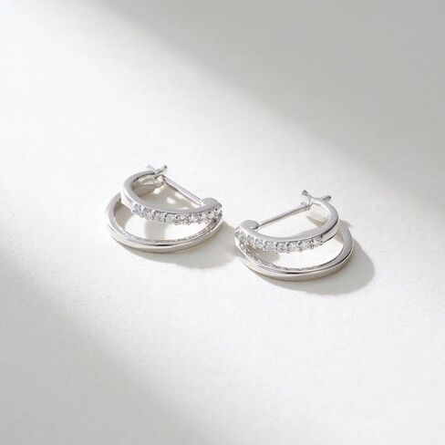 SWEETV Small Hoop Earrings 925 Sterling Silver Post,Hypoallergenic Huggie Earrings for Women,Cubic Zirconia Tiny Cartilage Earrings,10mm in Saudi Arabia