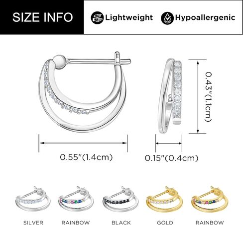 SWEETV Small Hoop Earrings 925 Sterling Silver Post,Hypoallergenic Huggie Earrings for Women,Cubic Zirconia Tiny Cartilage Earrings,10mm in Saudi Arabia